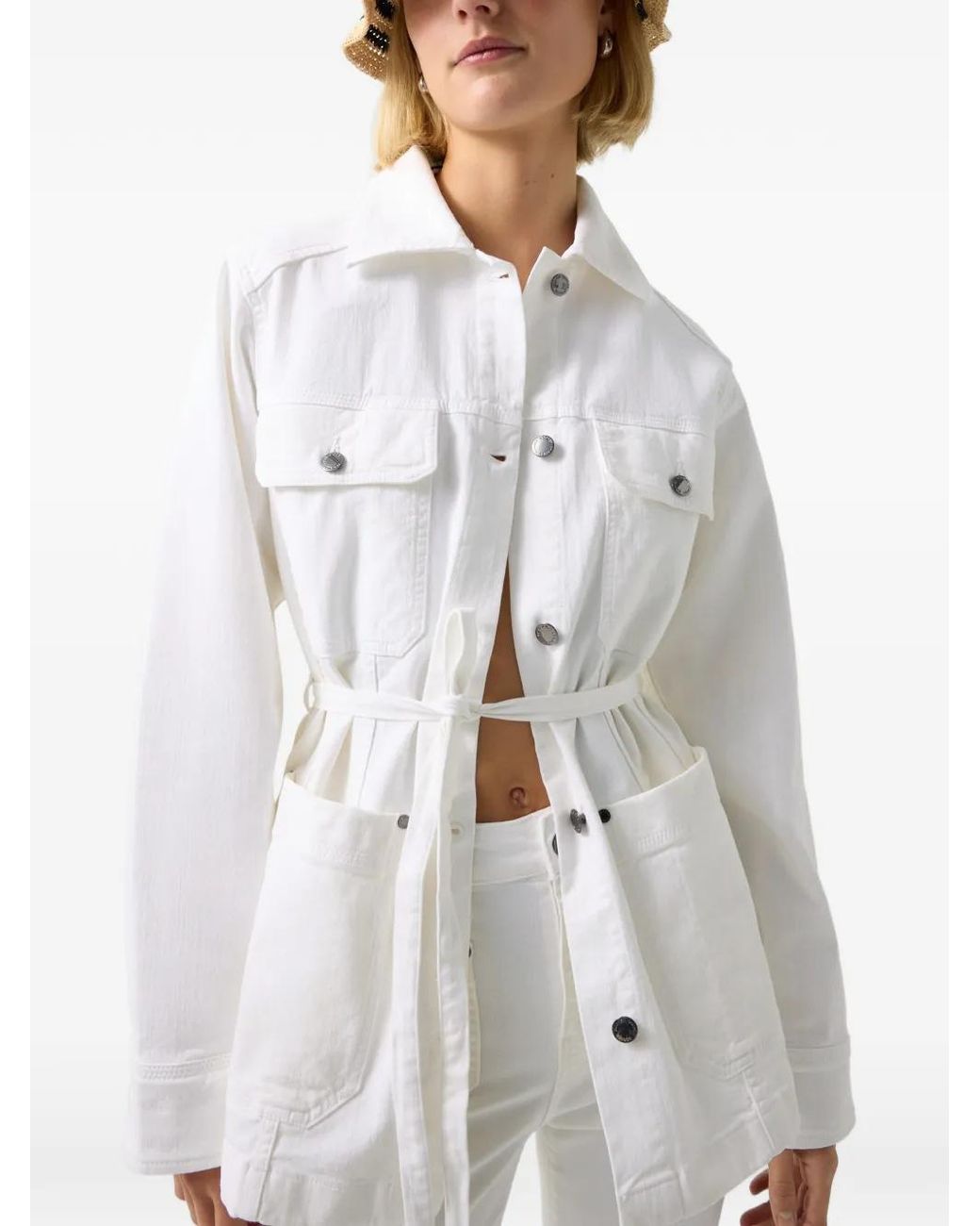 Bogner White Pelin Belted Denim Jacket