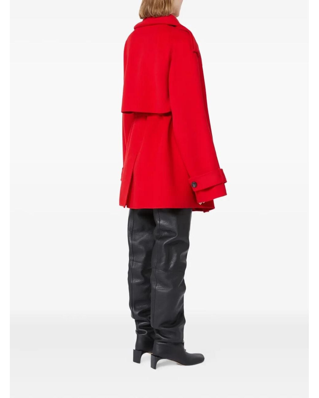 Sportmax Red Belted Collar Coat