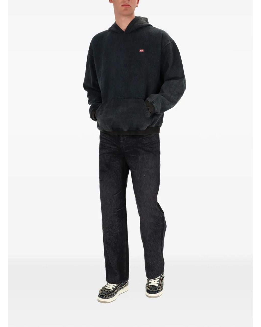 DIESEL Gray S-Kai Logo-Patch Hoodie for men