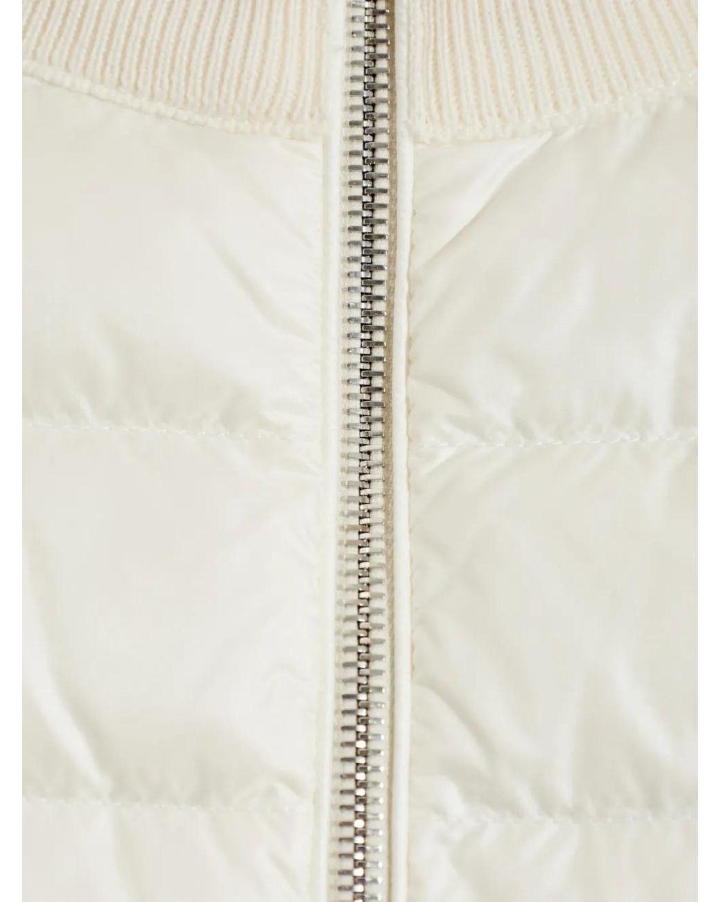 Moncler White Cardigan Zippé À Design Matelassé