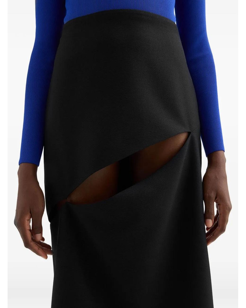 Jil Sander Black Wool Blend Midi Skirt
