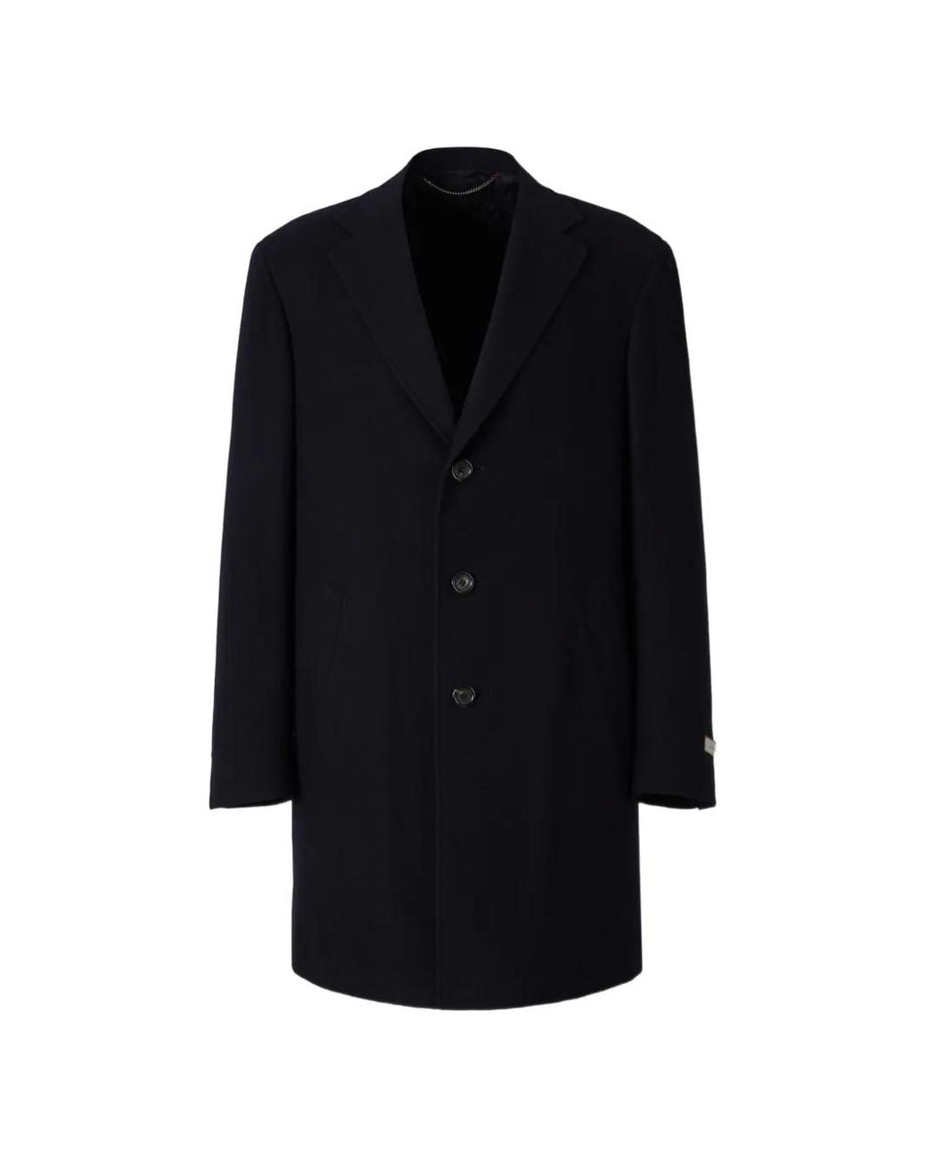 Canali Black Single-Breasted Notched-Lapels Coat for men