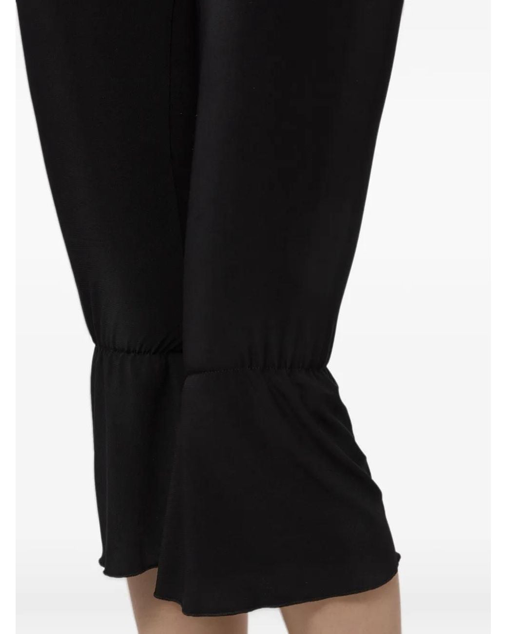 Atu Body Couture Black Ruffled-Hem Capri Pants