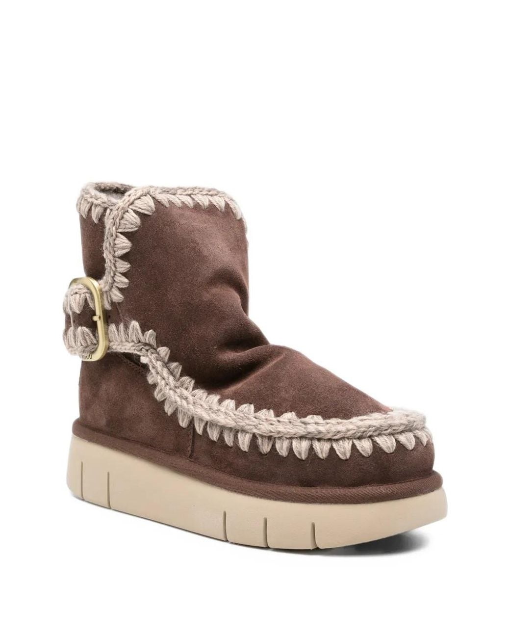 Mou Brown Bounce Buckle-Strap Boots