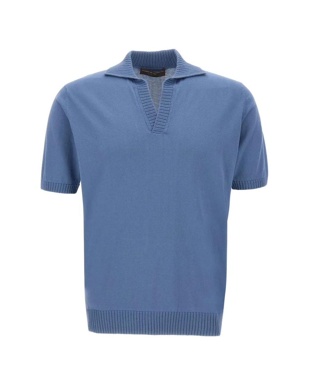 FILIPPO DE LAURENTIIS Blue Skipper Ribbed-Trim T-Shirt for men
