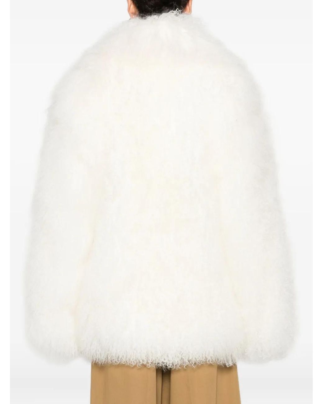 P.A.R.O.S.H. White Lamb-Fur Jacket