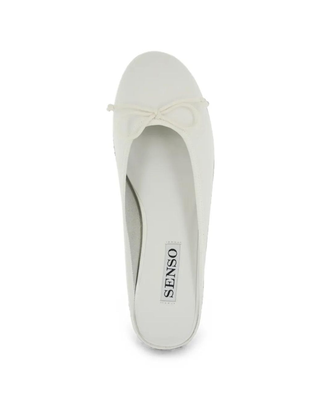 Senso White Channa Bow-Detail Leather Ballet Flats
