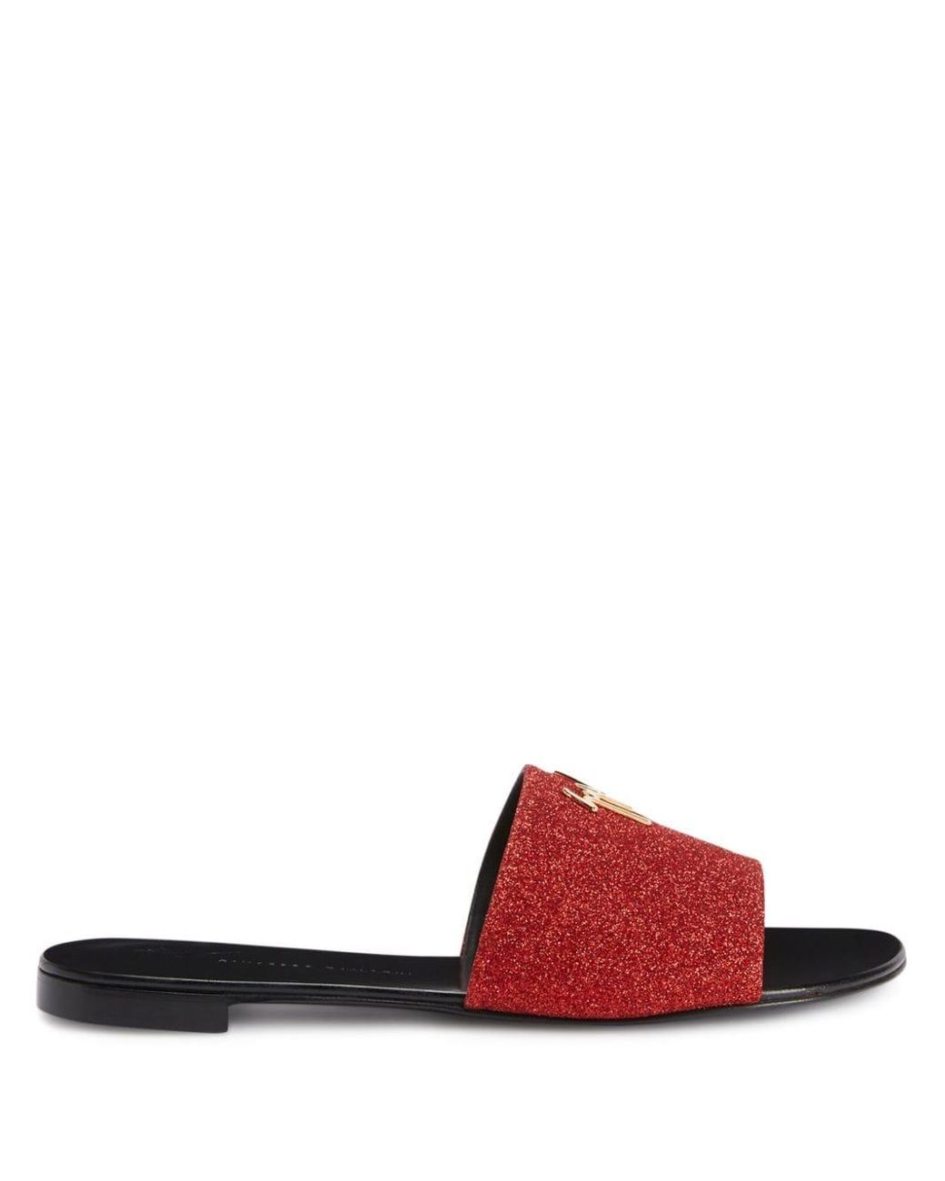Shirley Glitter-detail Flat Sandals in Red Lyst UK