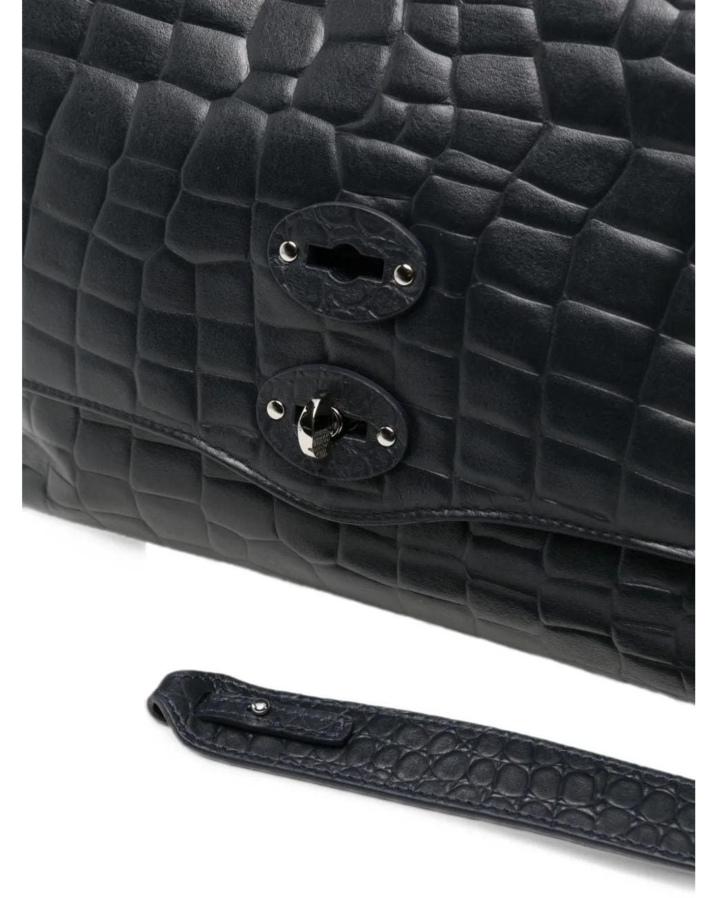 Zanellato Black Postina Croc-Effect Tote Bag
