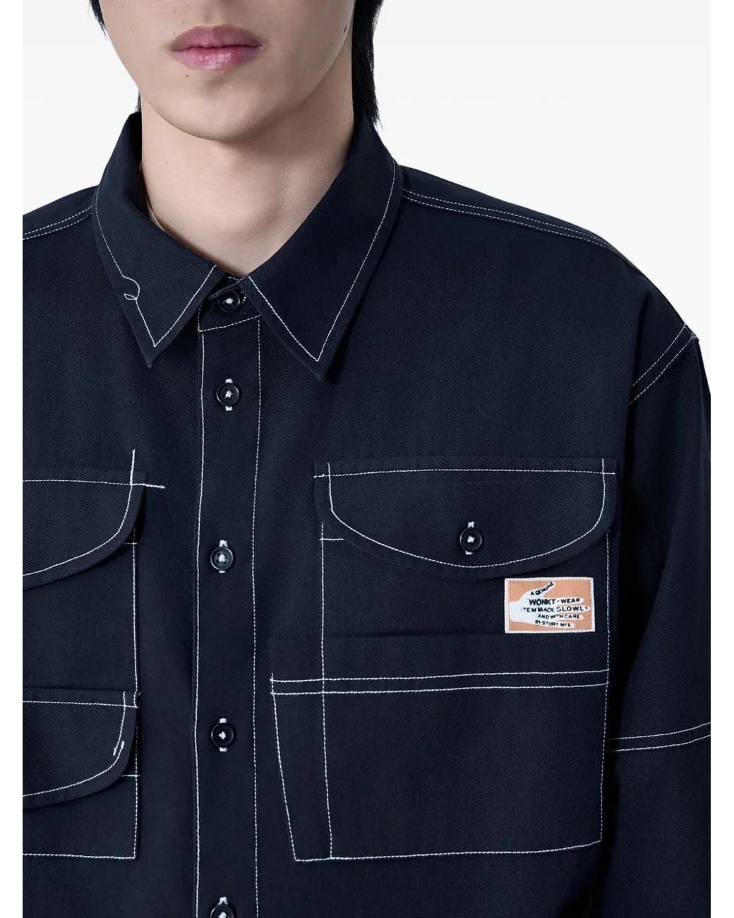 STORY mfg. Blue Chemise À Patch Logo for men