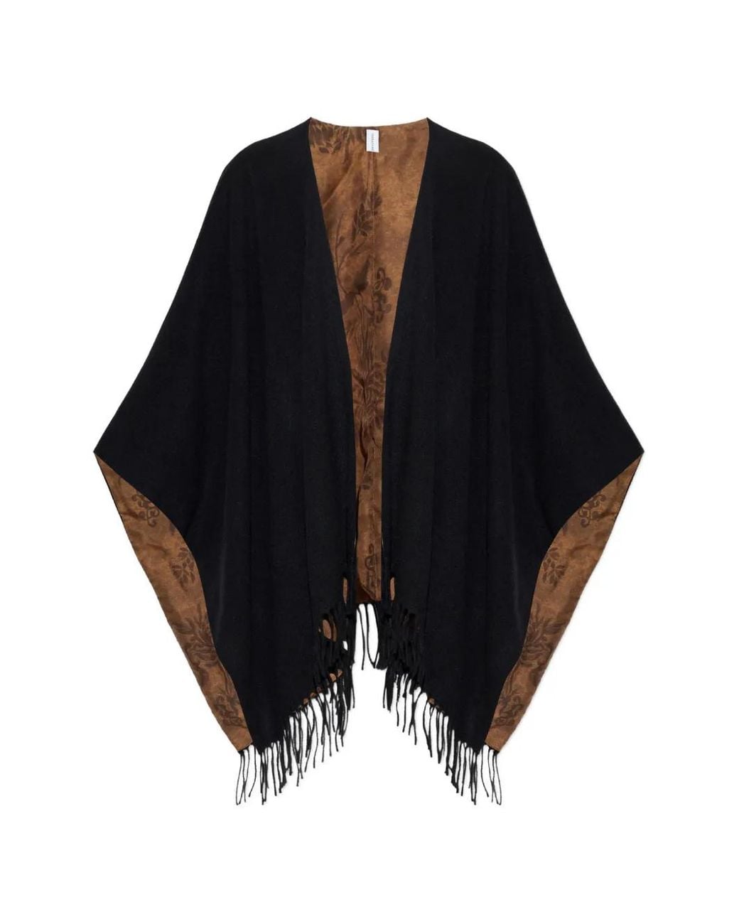 Ferragamo Black Fringed Double-Sided Poncho