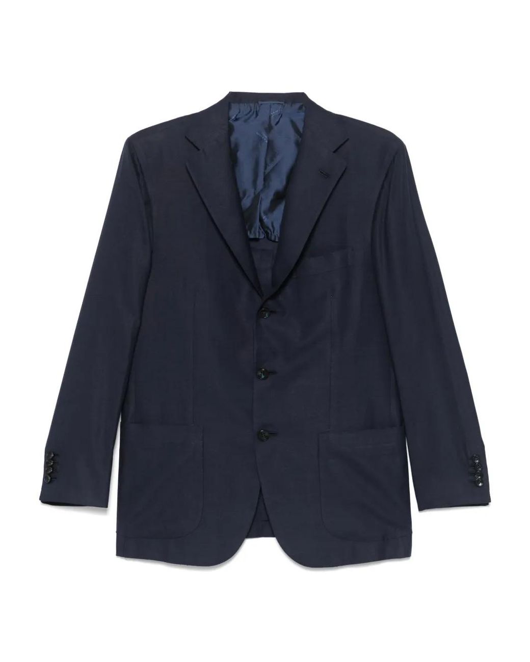 Kiton Blue Single-Breasted Blazer for men