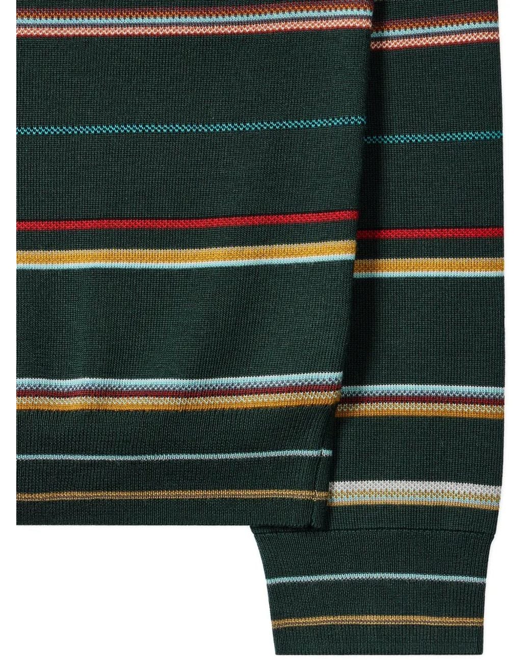Paul Smith Green Signature Stripe Merino Wool Polo Shirt for men