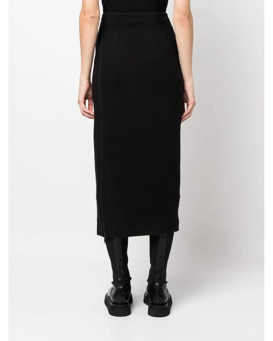 Gentry Portofino Black Midi Wool Pencil Skirt