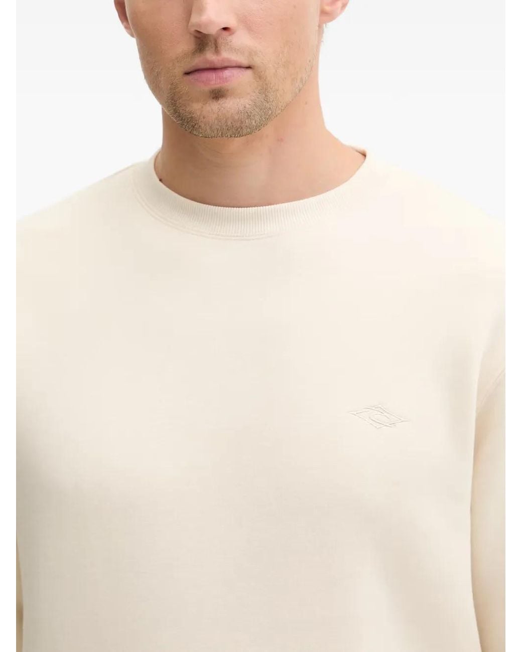 Rip Curl White Classic Surf Logo-Embroidered Crew-Neck Sweater for men