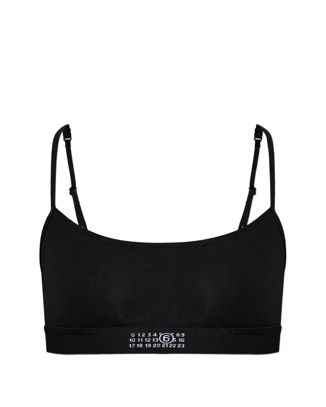 MM6 by Maison Margiela Black Logo-Print Bra