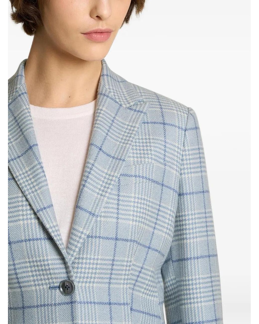 Kiton Blue Checked Single-Breasted Blazer