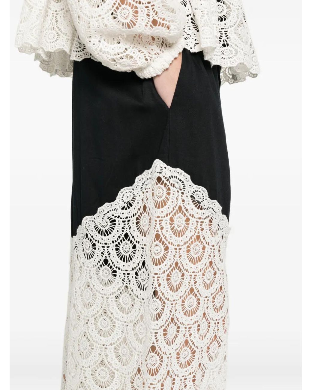 Sea Black Ellison Lace-Trim Trousers