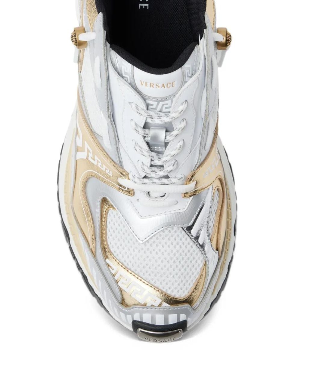 Versace White Icaro Metallic Mesh & Leather Sneakers for men