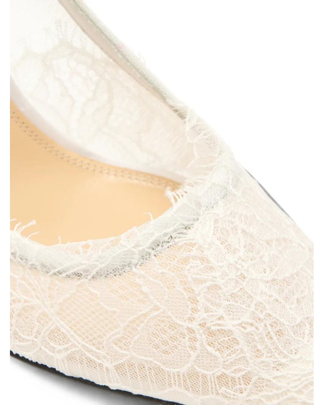 Mach & Mach White Devon Chantilly Lace Pumps