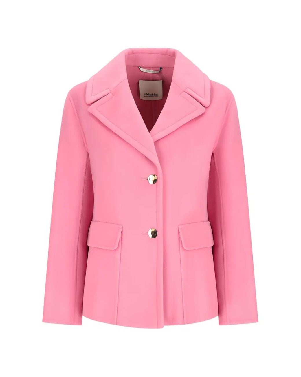 Max Mara Pink Flap-Pocket Single Breasted Coat