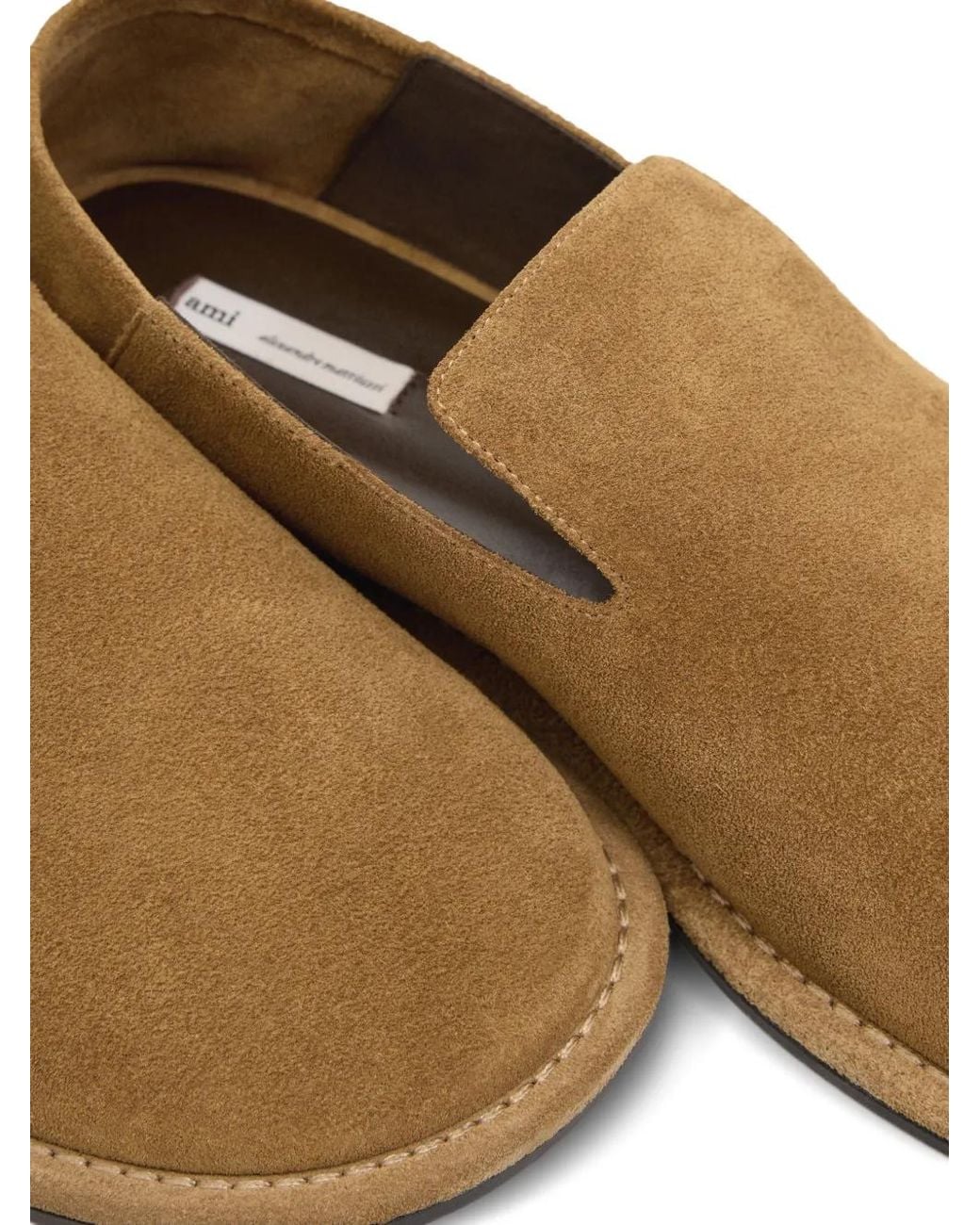 AMI Brown Cow Leather Midi Slippers