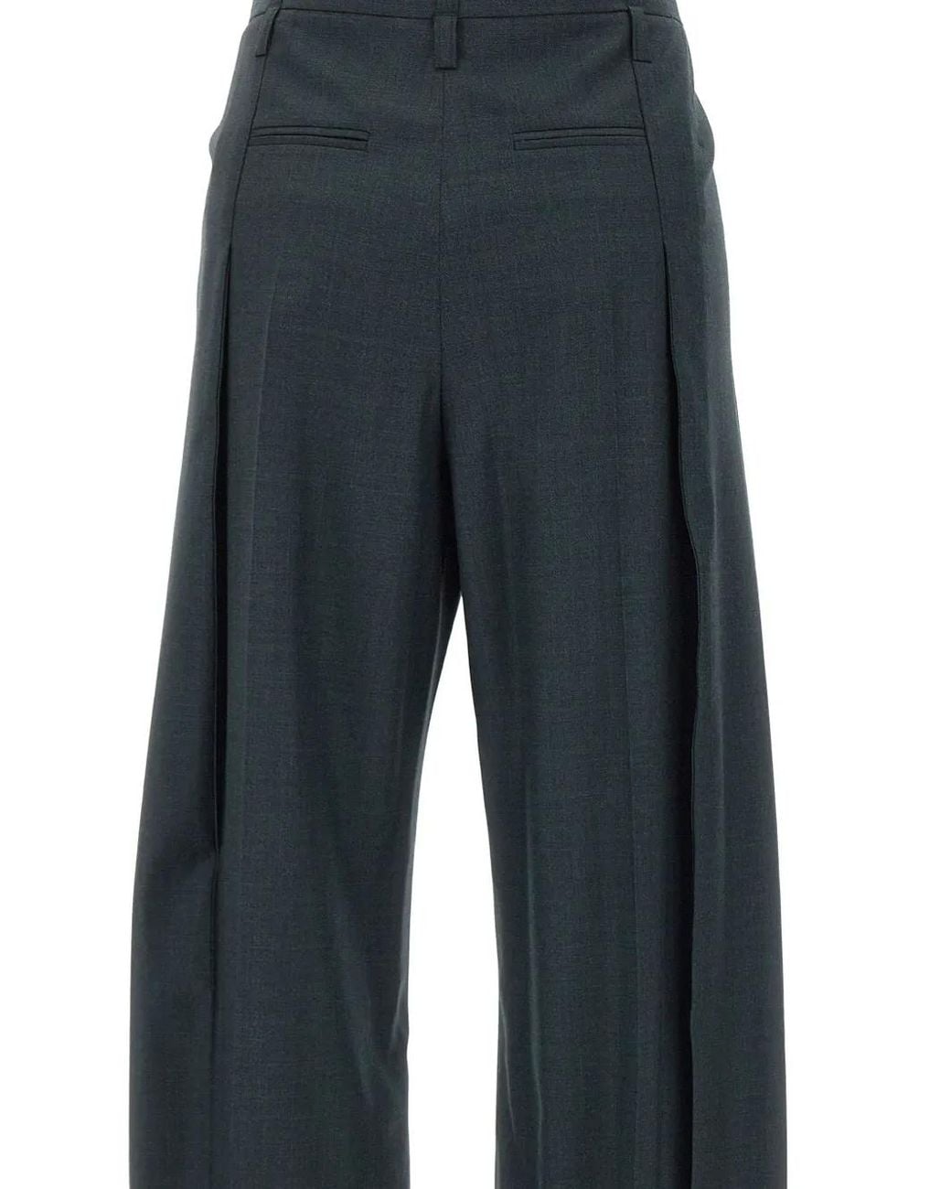 Victoria Beckham Blue Ethel Pleated Virgin-Wool Trousers