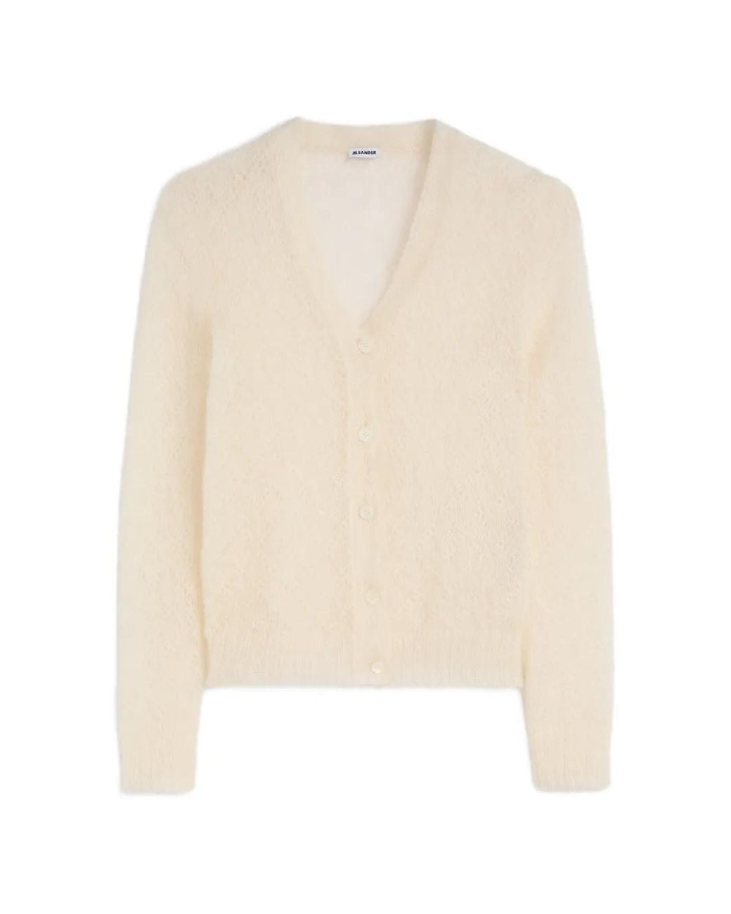 Jil Sander White Lace-Knit Mohair-Blend Cardigan