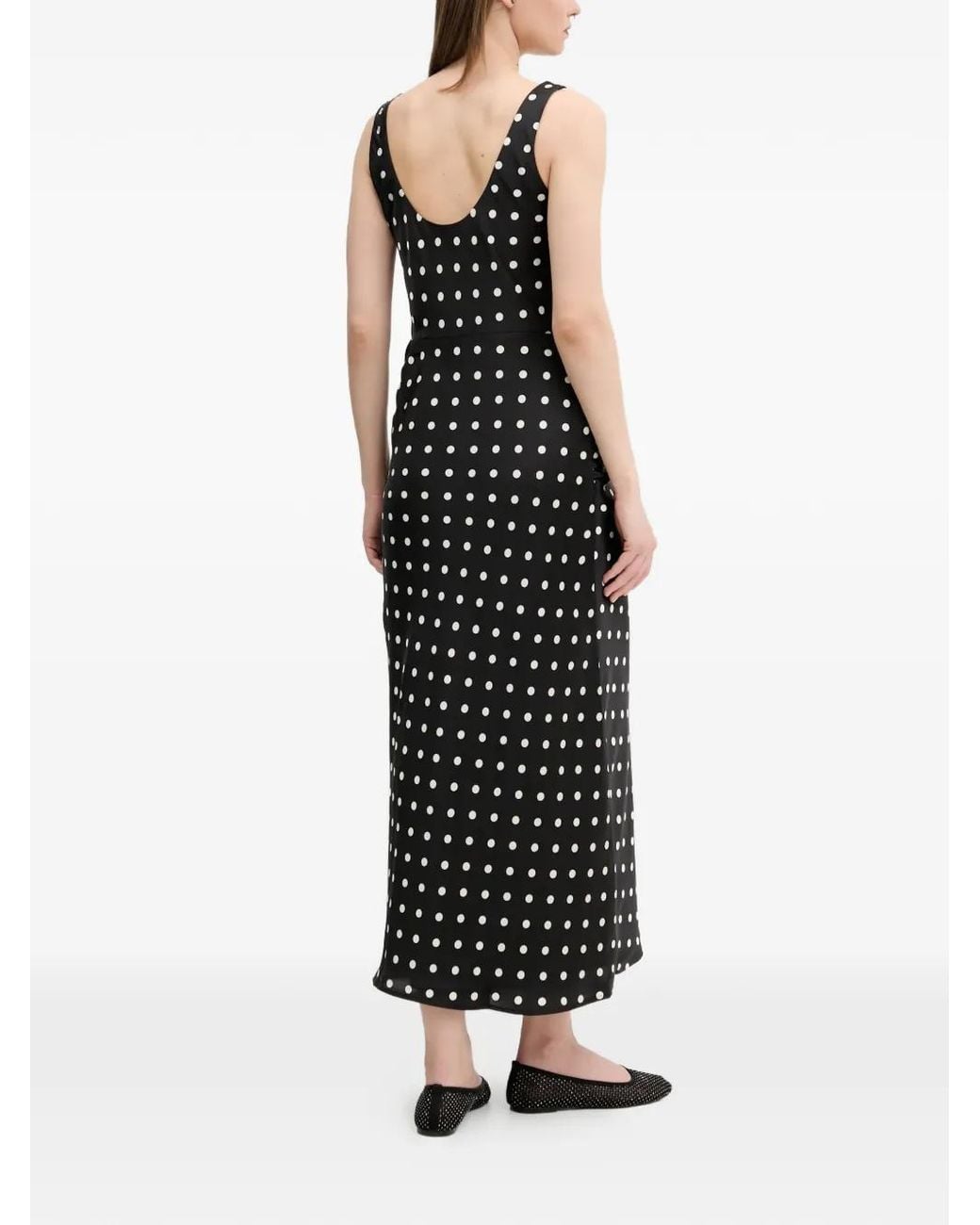 Abercrombie & Fitch Black Polka-Dot Split Midi Dress