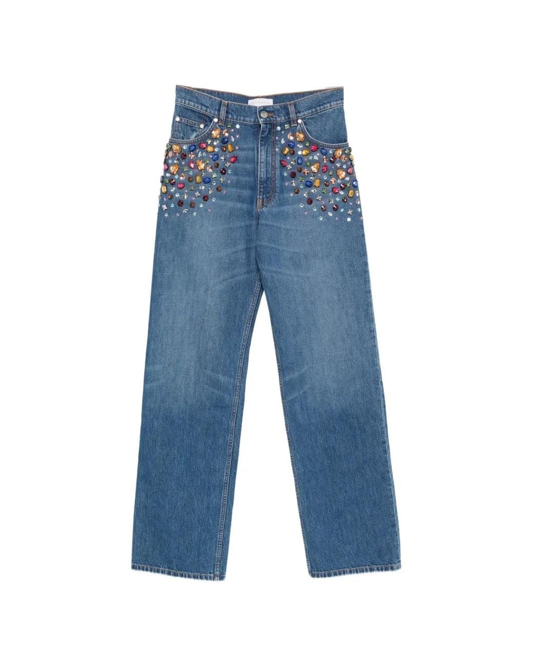 Stella McCartney Blue Crystal-Embellished Jeans