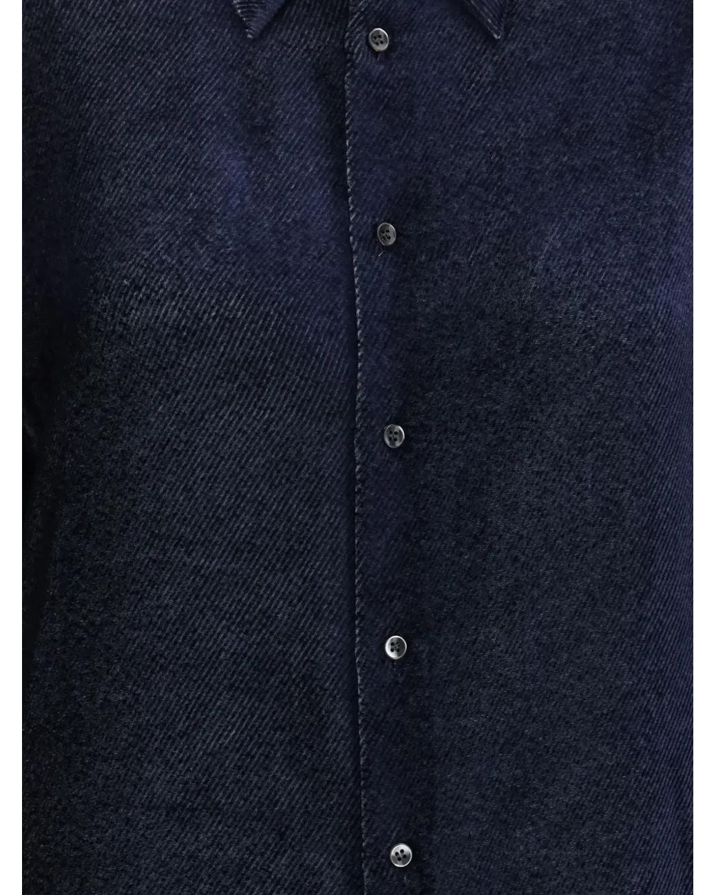 Giorgio Armani Blue Devoré Velvet-Twill Shirt for men