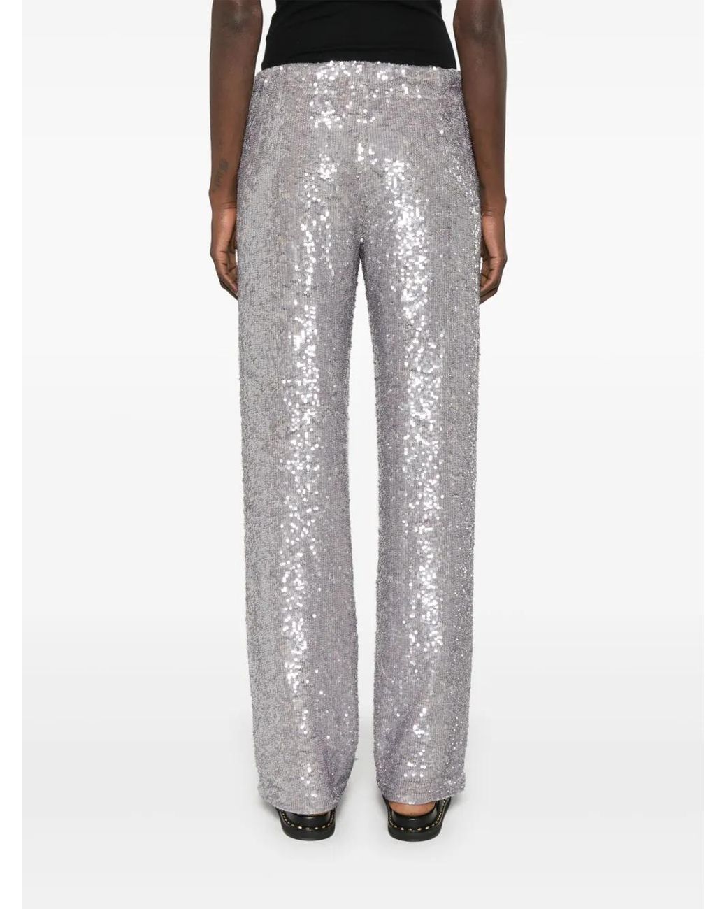 P.A.R.O.S.H. Gray Gong Sequined Trousers