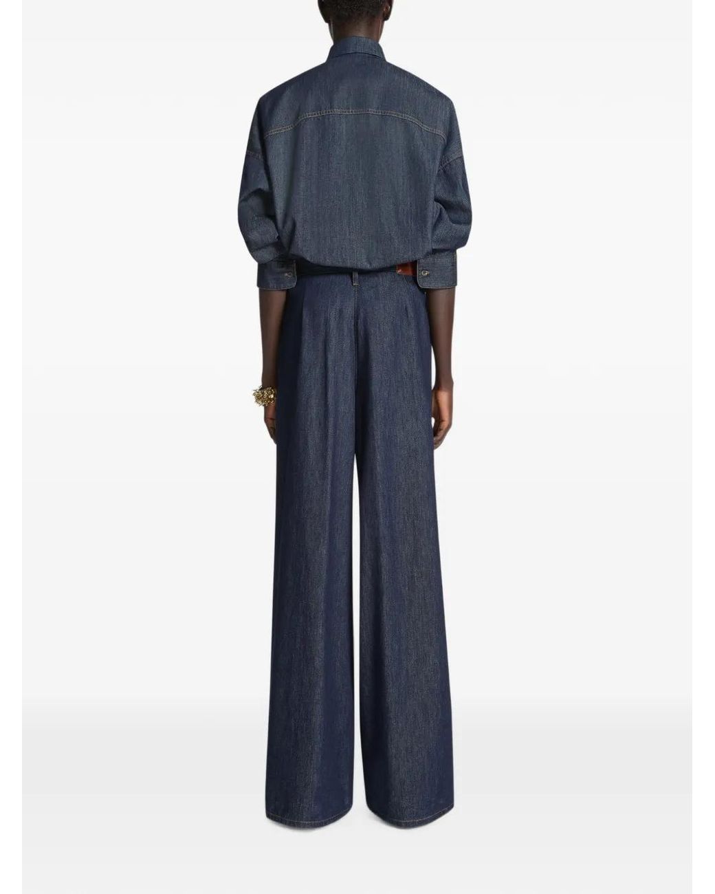 Dries Van Noten Blue Wide Pleated Jeans