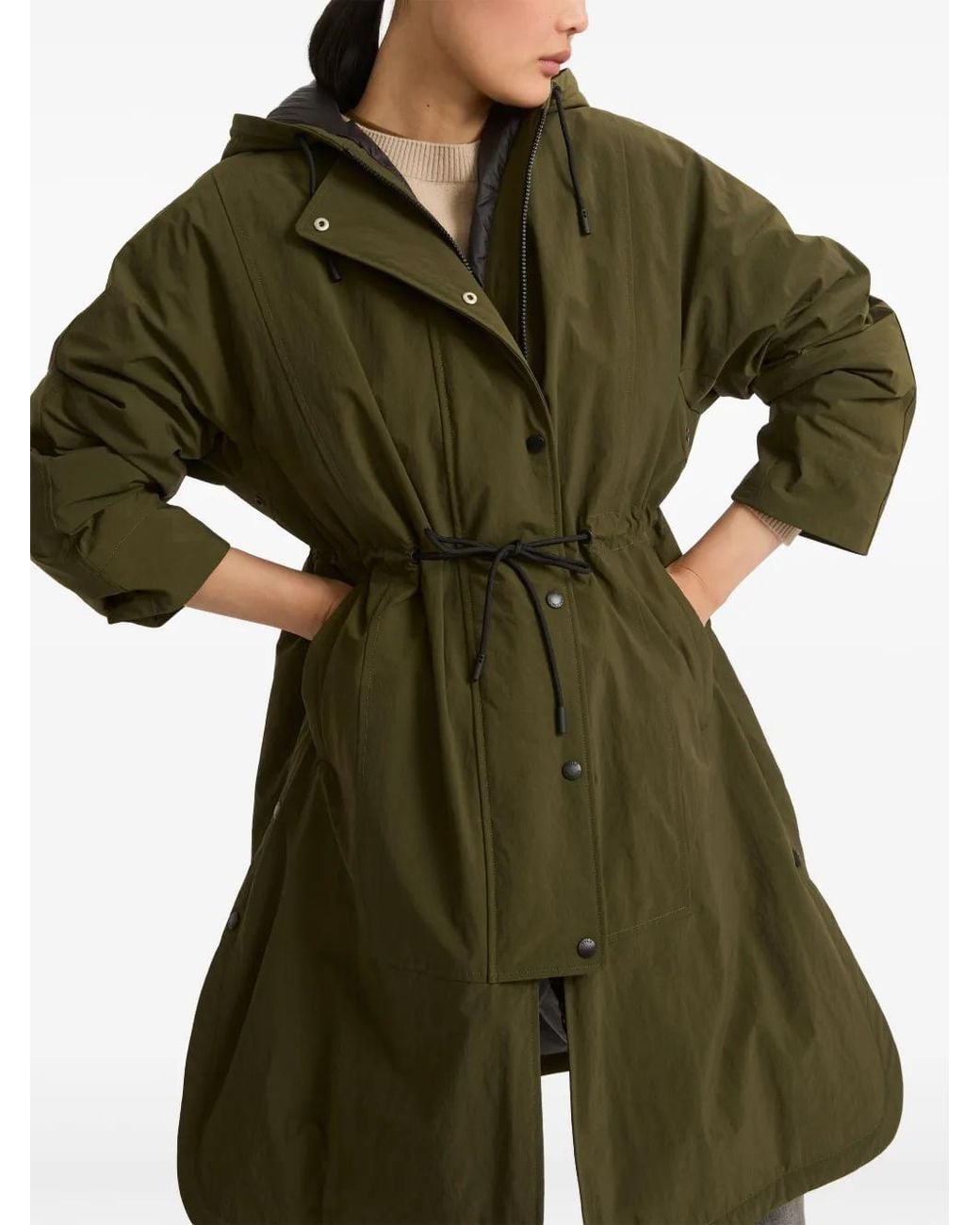 Yves Salomon Green Hooded Coat
