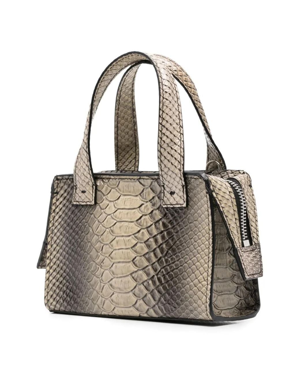 SAPIO White Mini Pitone Tote Bag