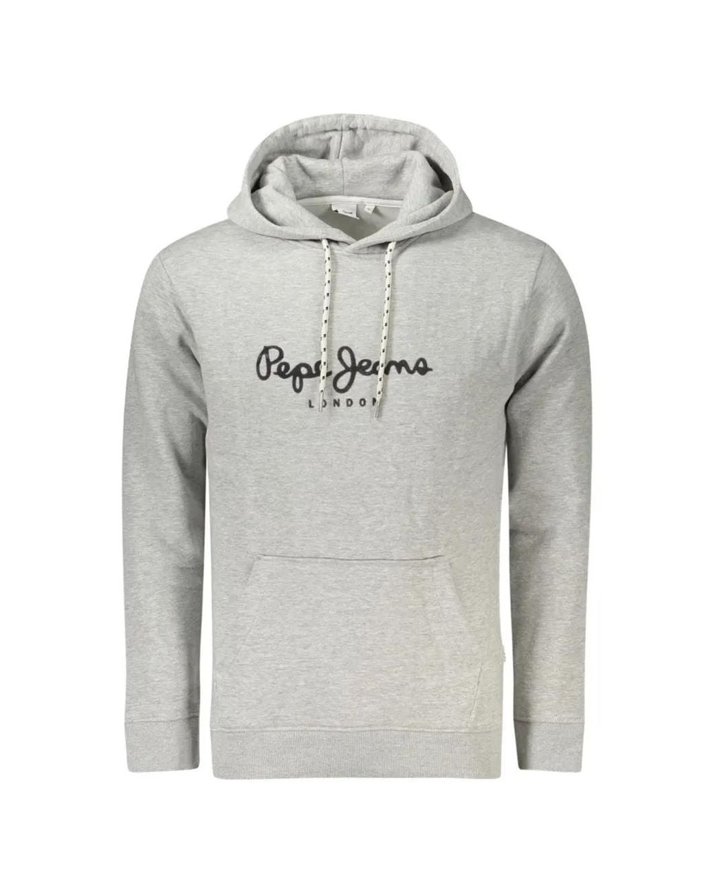 Pepe Jeans Gray Logo-Print Hoodie for men
