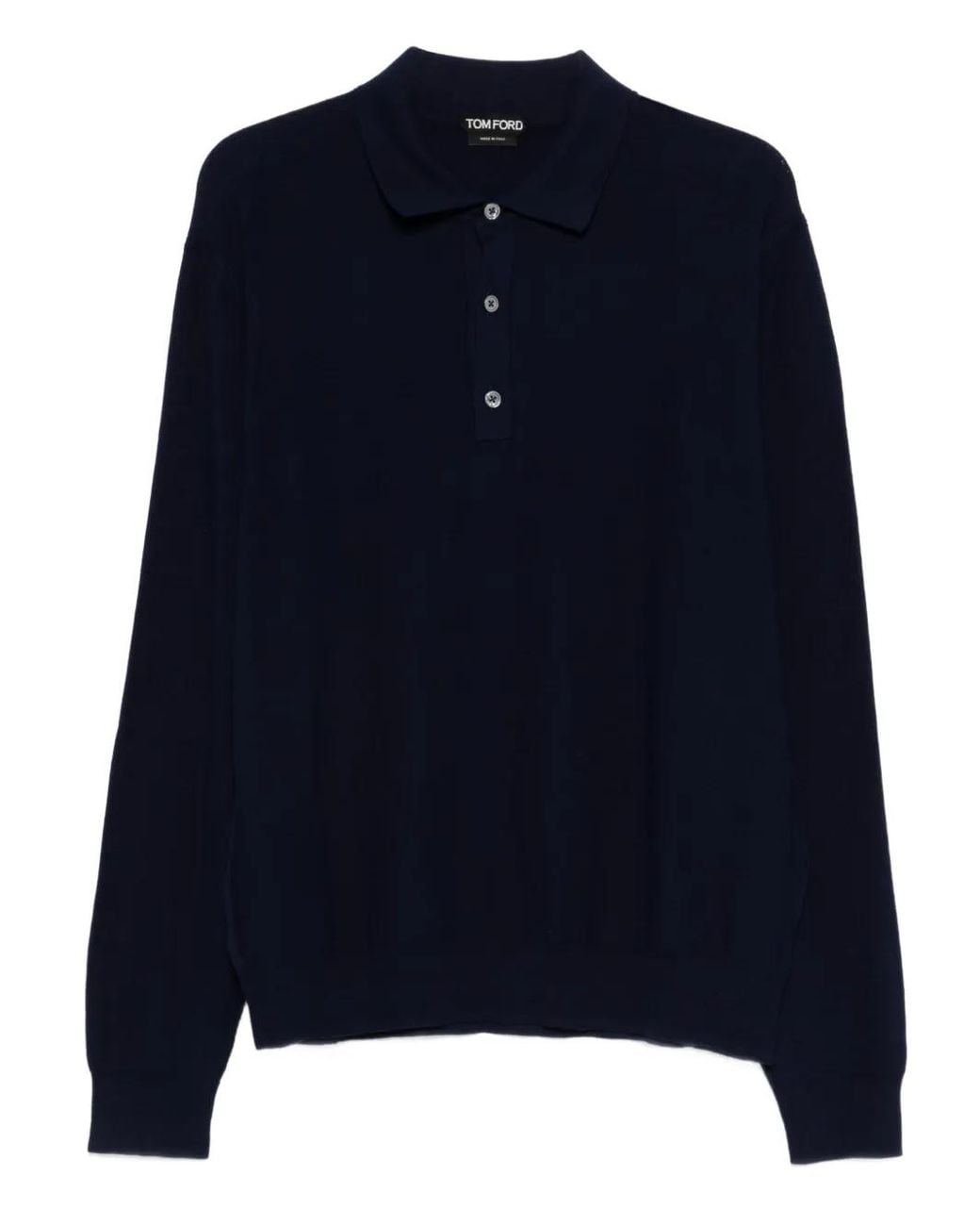 Tom Ford Blue Silk Cotton Pique Polo for men