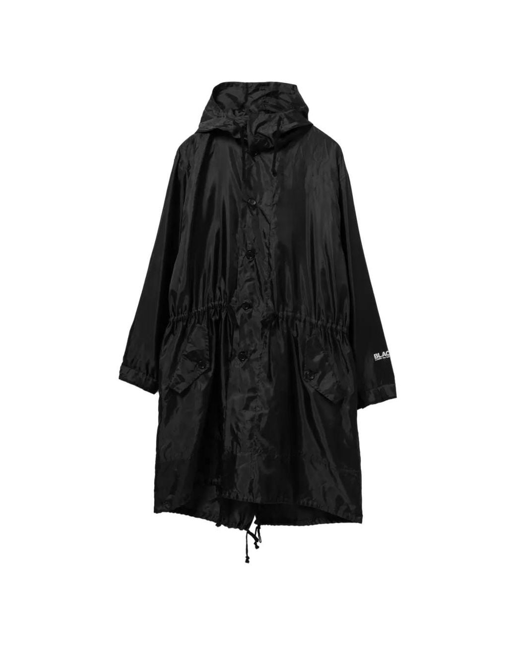 COMME DES GARÇON BLACK Black Logo-Print Hooded Coat