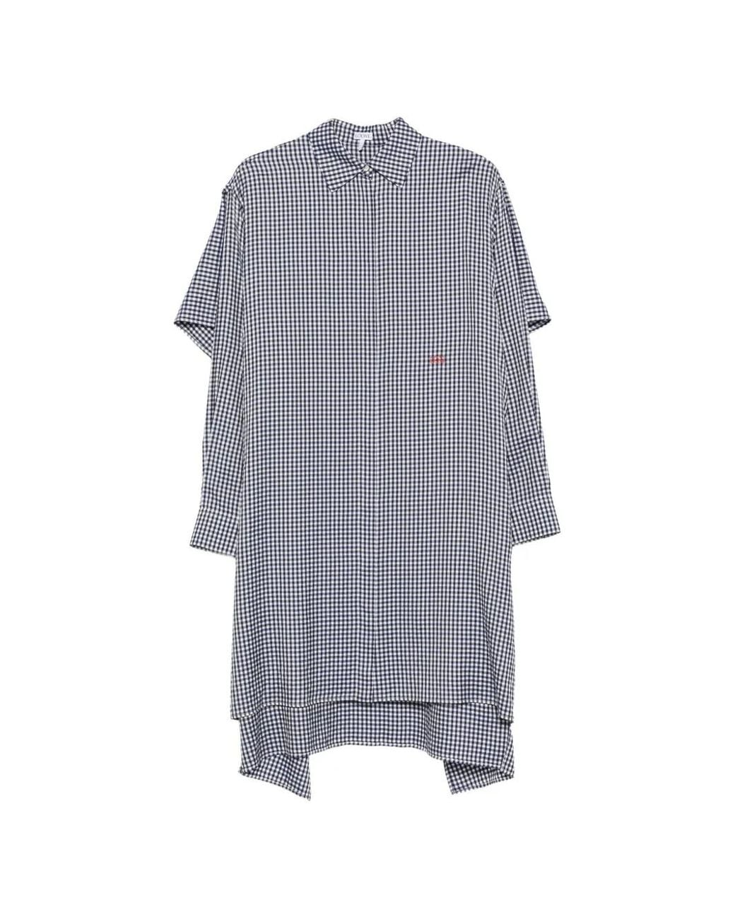 Loewe Gingham Gedrapeerde Blousejurk in het Gray