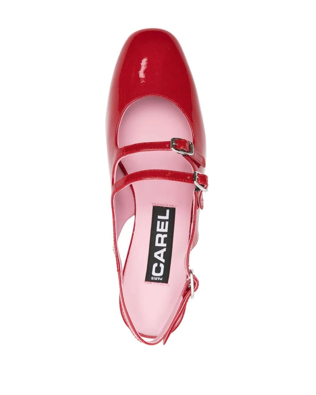 CAREL PARIS Red Peche Patent Leather Pumps