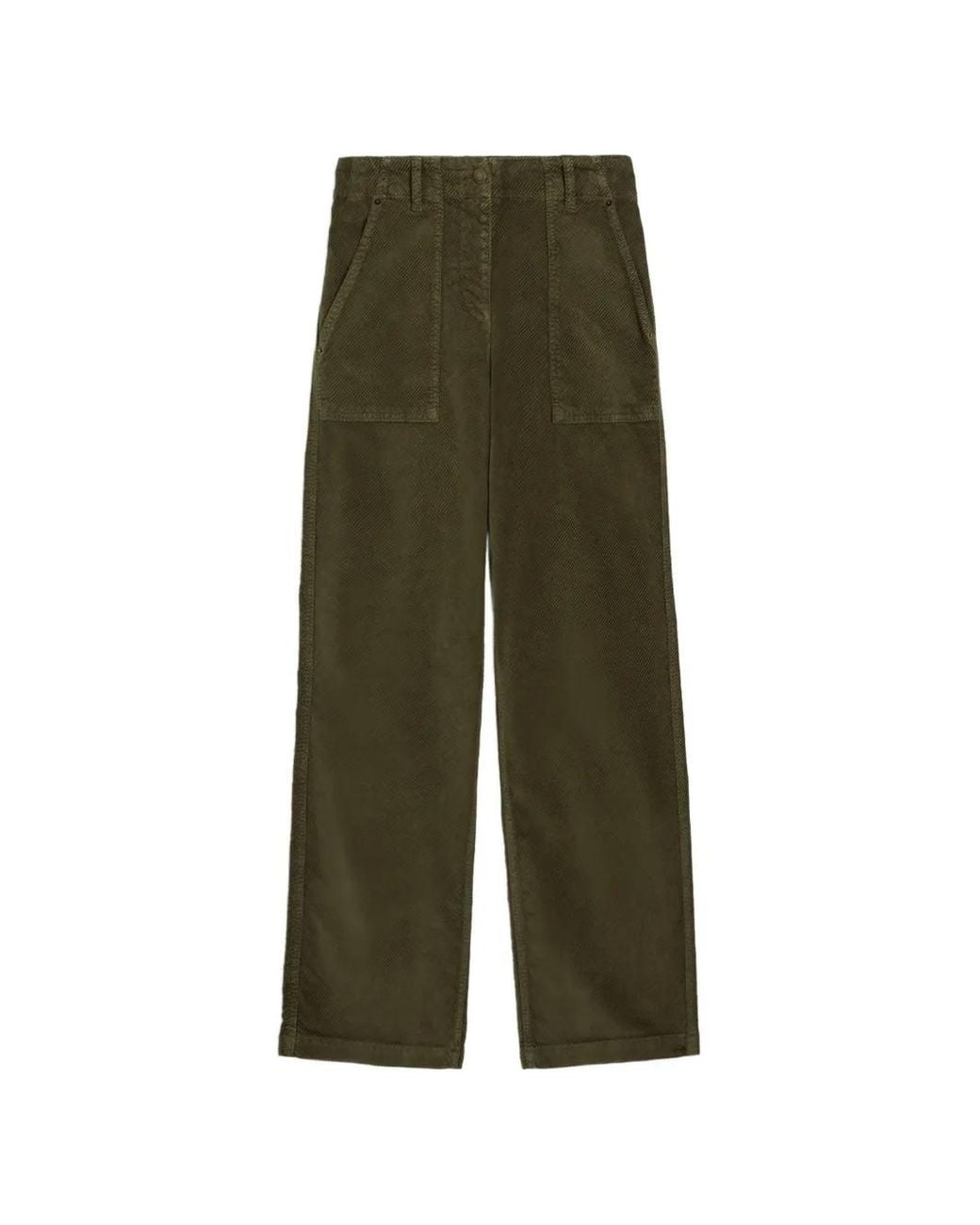 Momoní Green Hibiscus Bis Garment-Dyed Velvet Trousers
