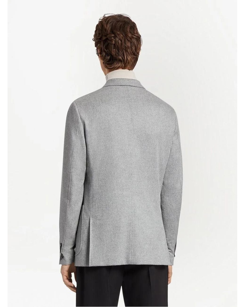 Zegna Gray Oasi Single-Breasted Cashmere Blazer for men