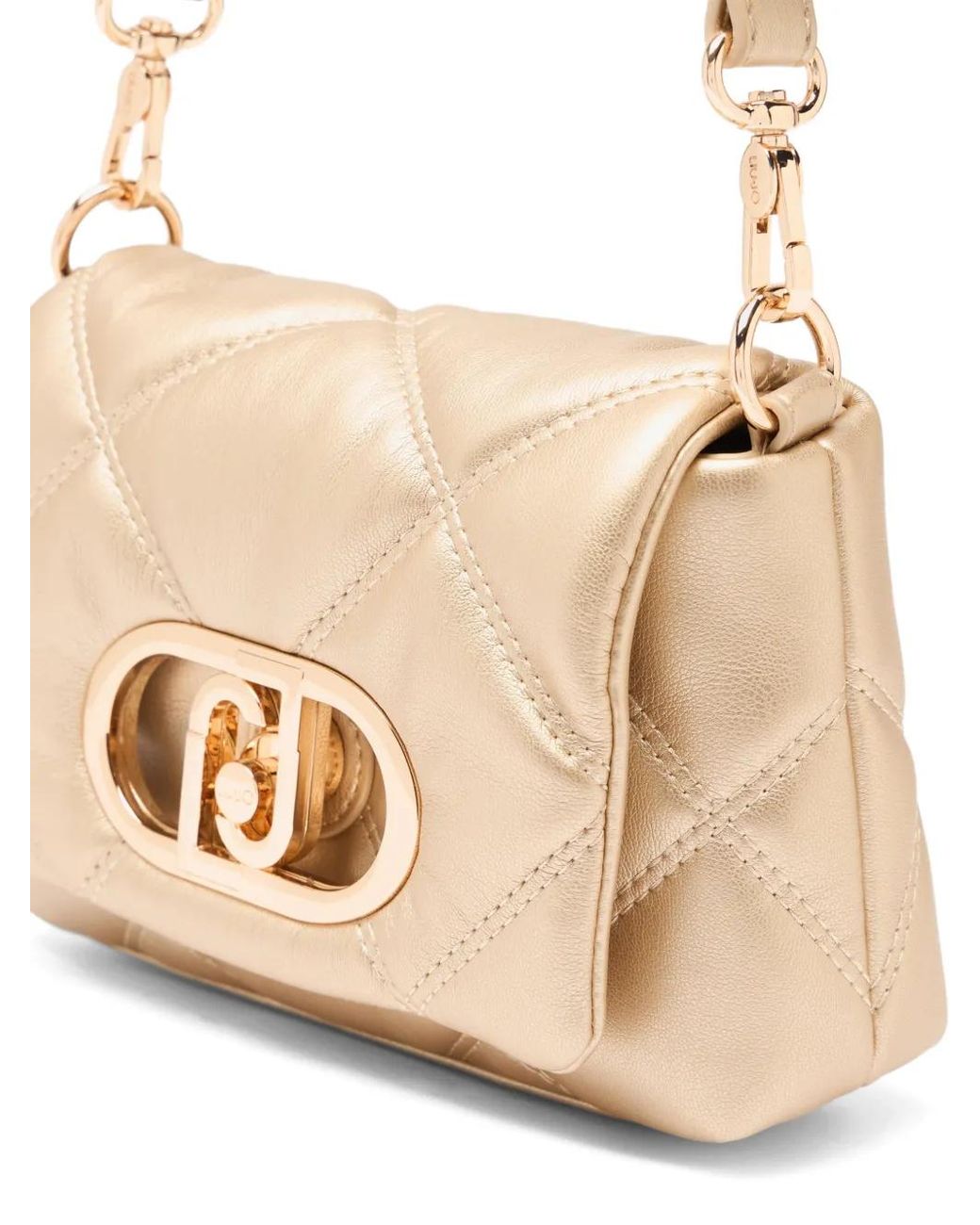 Liu Jo Metallic Quilted Monogram Satchel