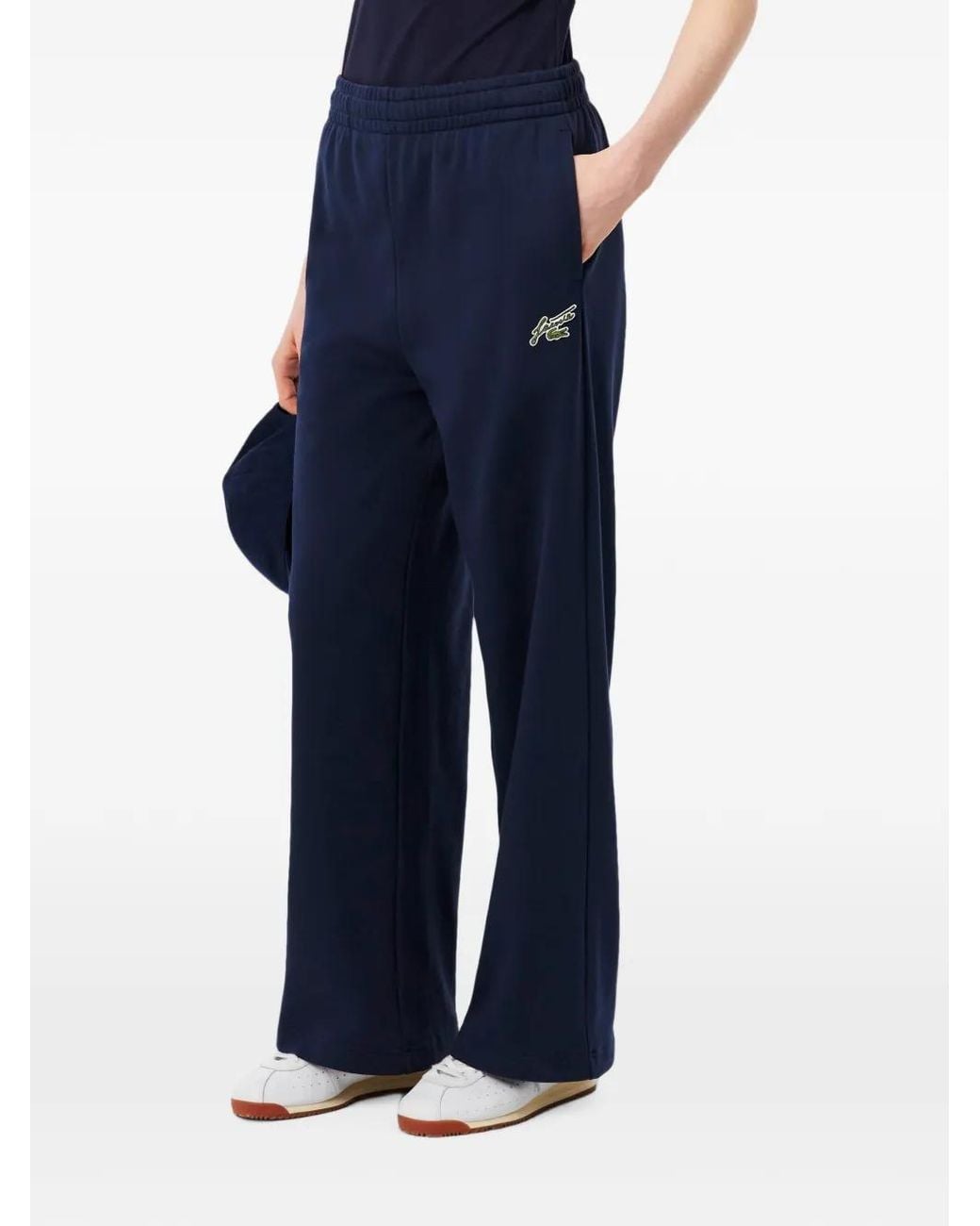 Lacoste Blue Logo-Embroidered Wide-Leg Track Pants
