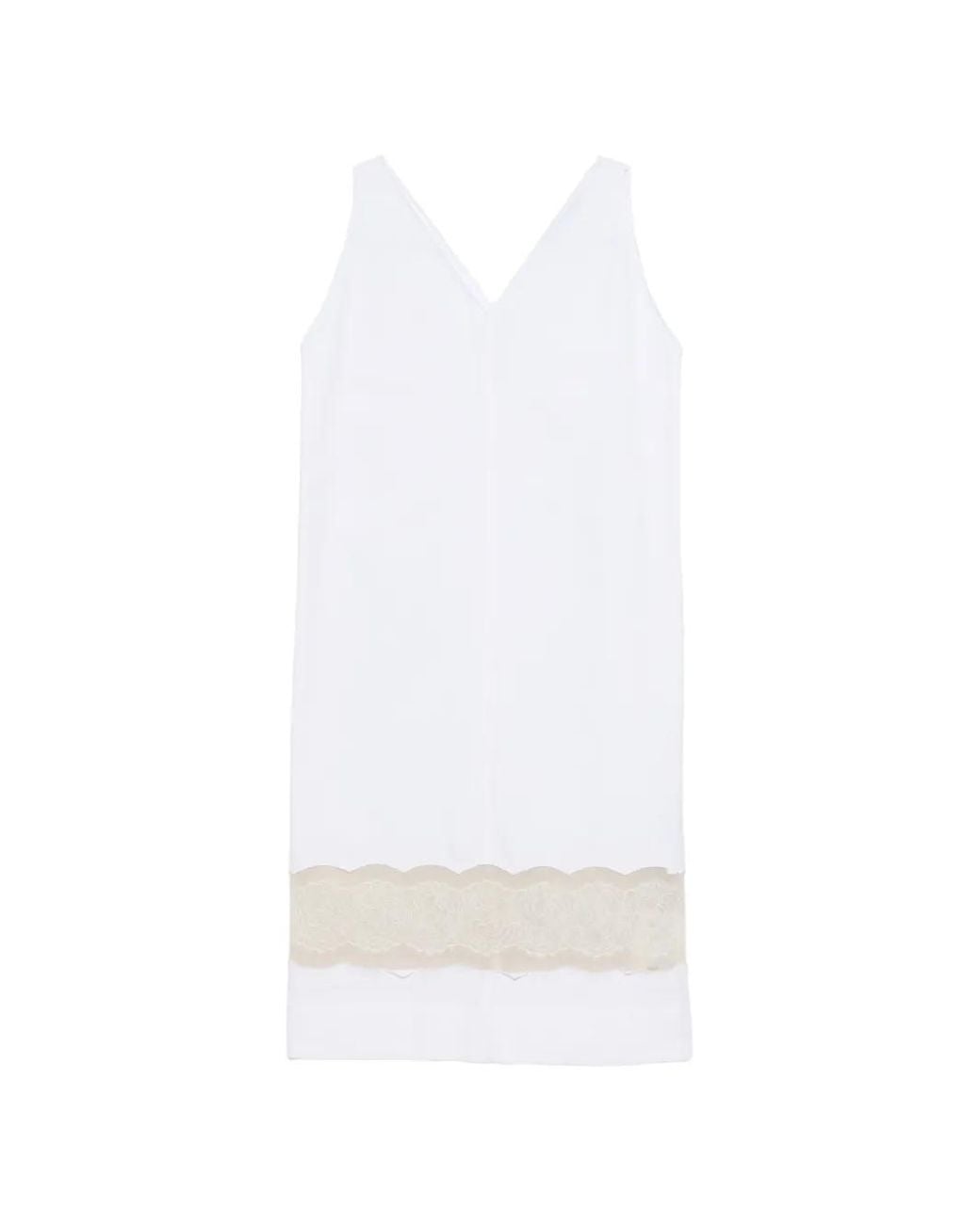 Carven White V-Neck Lace Midi Dress