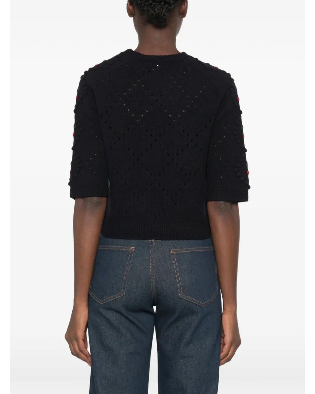 Jersey Con Cerezas Bordadas Maje de color Black