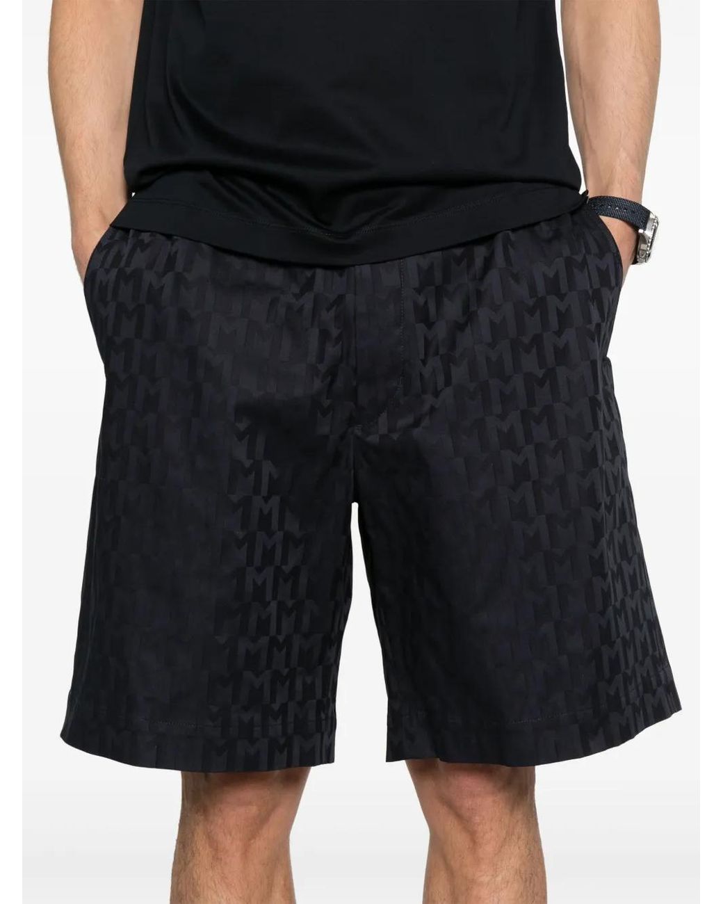 Moncler Blue Monogram-Jacquard Shorts for men