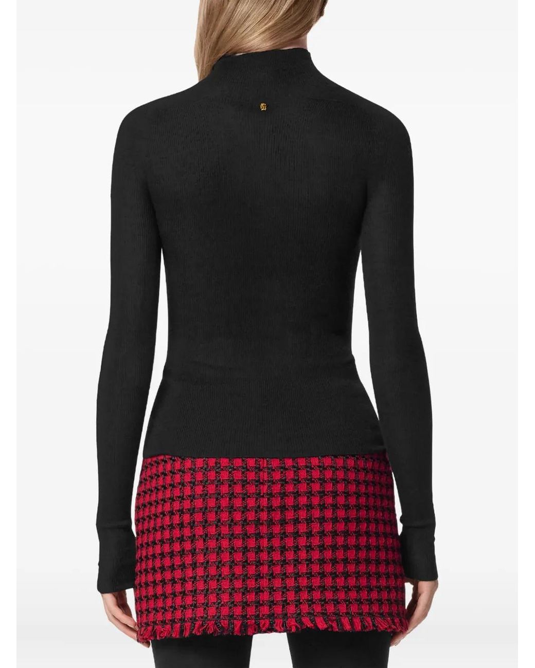 Versace Ribgebreide Top Van Merinowol in het Black