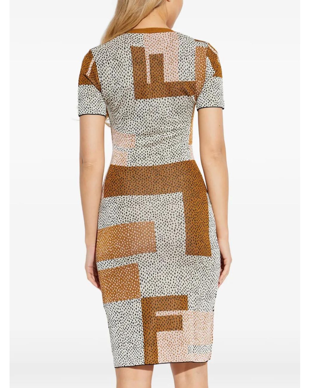 Fendi White Multicolour Viscose Jacquard Dress