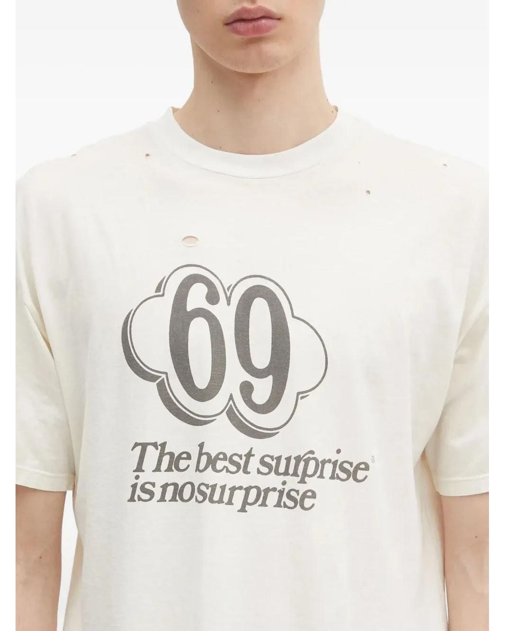Aries White Distressed Print T-Shirt